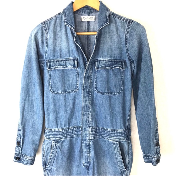 Madewell Coverall Jumpsuit Denim Riveter Cropped - Picture 4 of 8